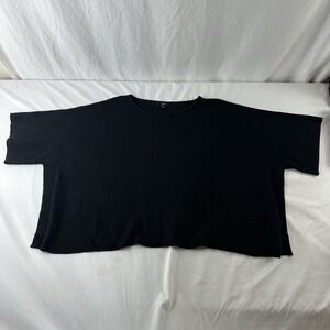 Anthropologie Fate Cropped Split Side Short Sleeve Black Sweater Sz‎ L Pullover